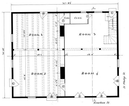 Historic Floor Plan of Lafitte's Blacksmith Shop