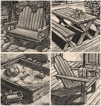 Free DIY Backyard Furniture and Project Plans from CalRedwood.org - Get complete, step-by-step building plans for Adirondack chairs and porch swings, wooden planters, a picnic table, a garden potting center, a sandbox and a garden bench.