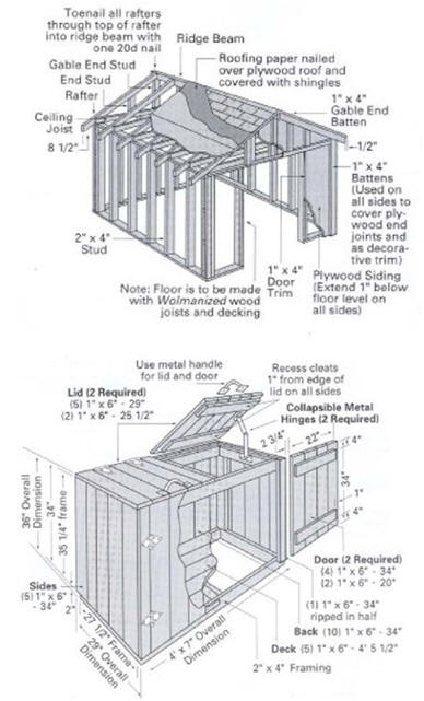 Use these free plans to build a 10'x12' gable roof storage shed and a 
